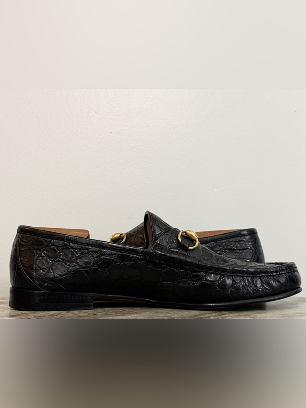 GUCCI 1953 CROCODILE LOAFERS BLACK HORSEBIT JORDAAN 12.5 / US  $4500 ALLIGATOR - Picture 5 of 11